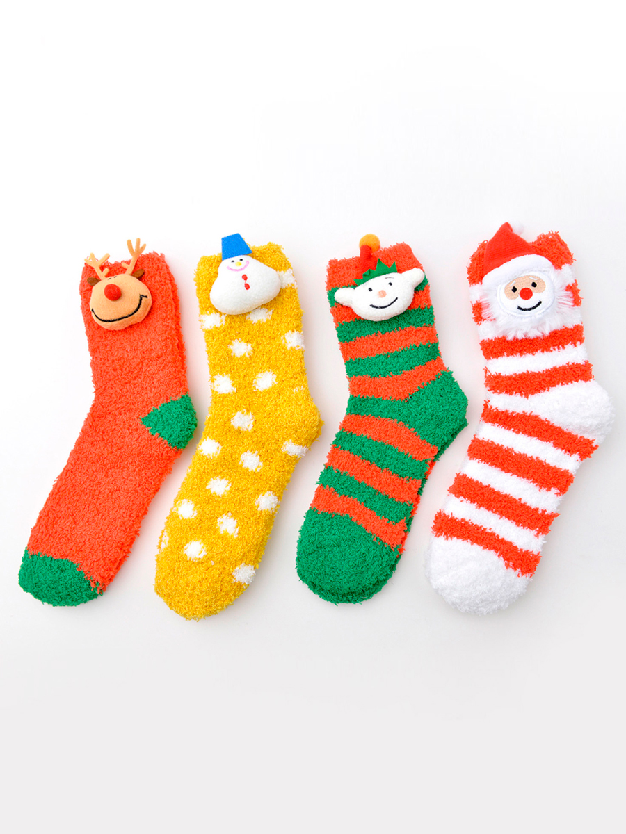 Набор мягких носков «Новогодние друзья», 4 пары
