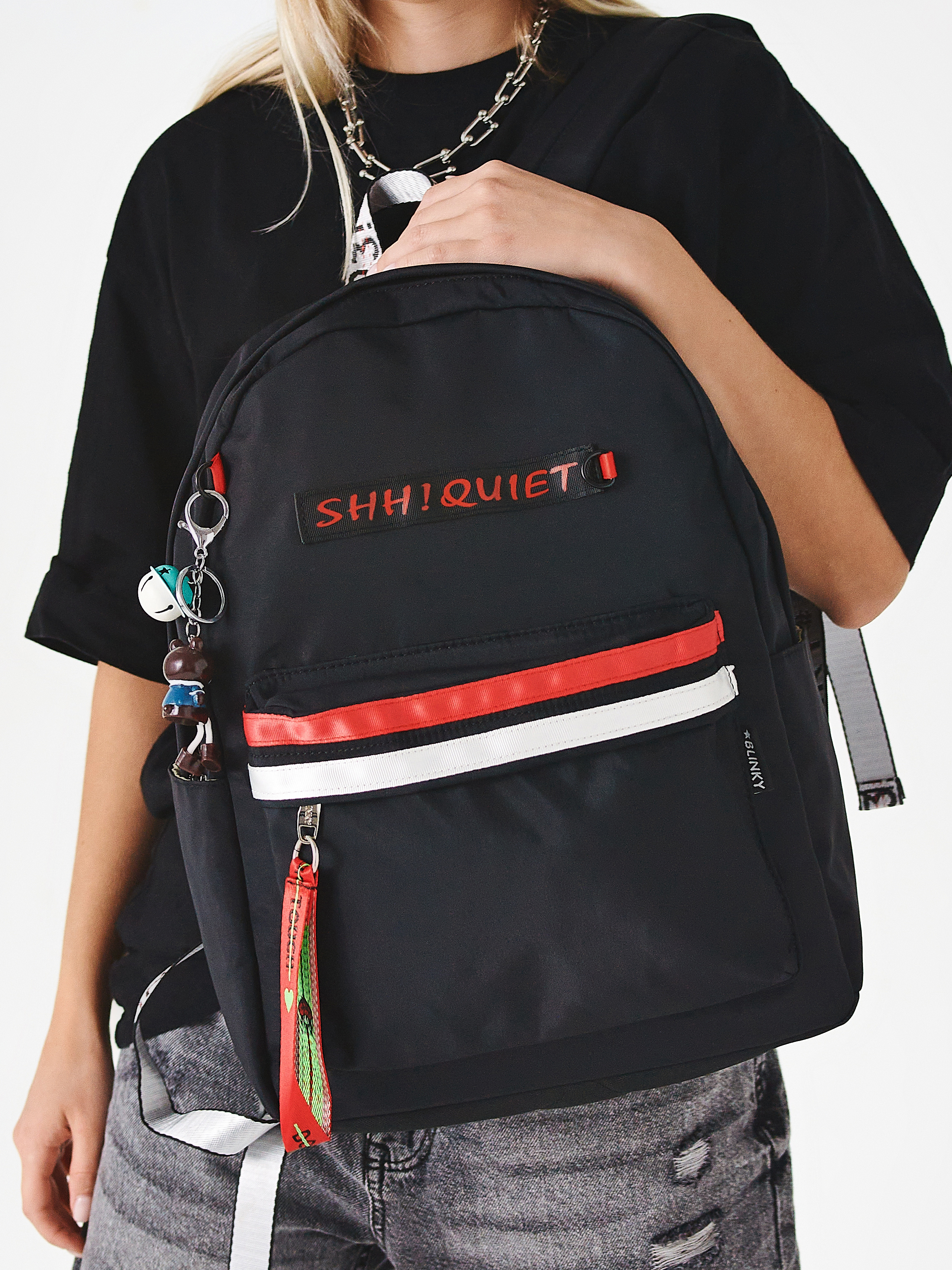 Рюкзак «Shh! Quiet!» black красно-белый