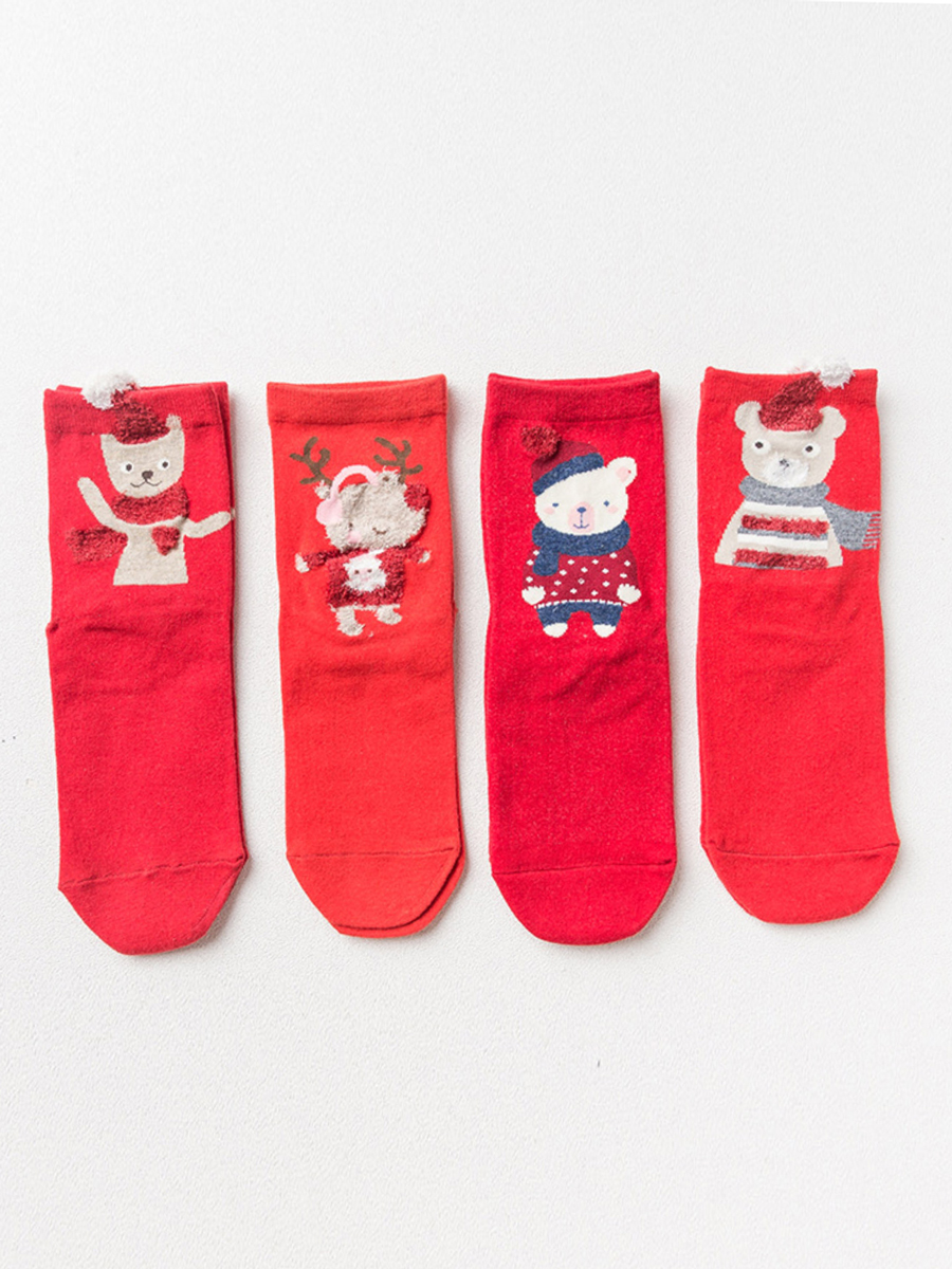 Набор детских носков новогодний «Ослик путешественник», 4 пары